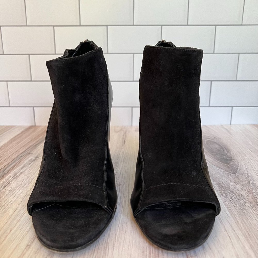 Black Vince Suede and Leather Peep Toe Heels